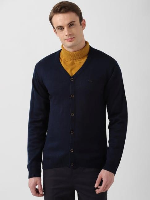 peter england navy regular fit cardigan