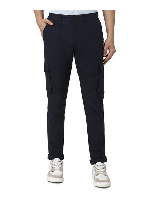 peter england navy regular fit cargos