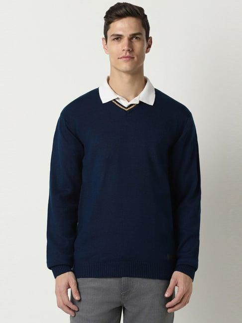 peter england navy regular fit sweater