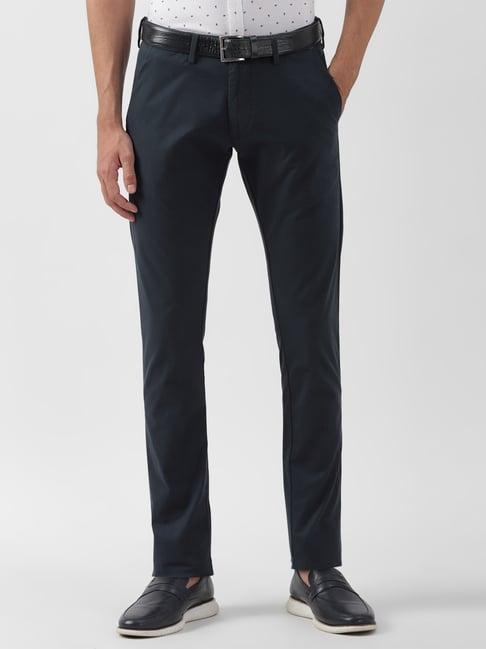 peter england navy skinny fit trousers