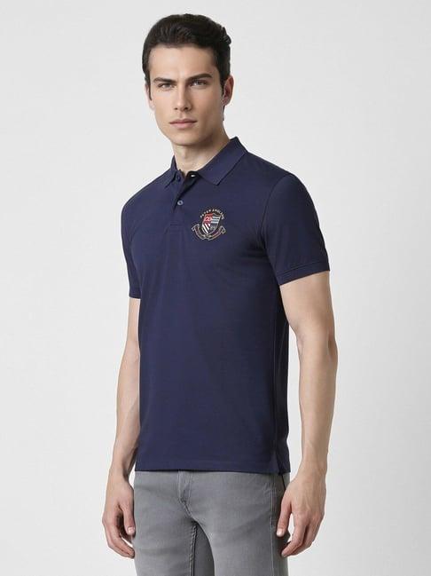 peter england navy slim fit polo t-shirt