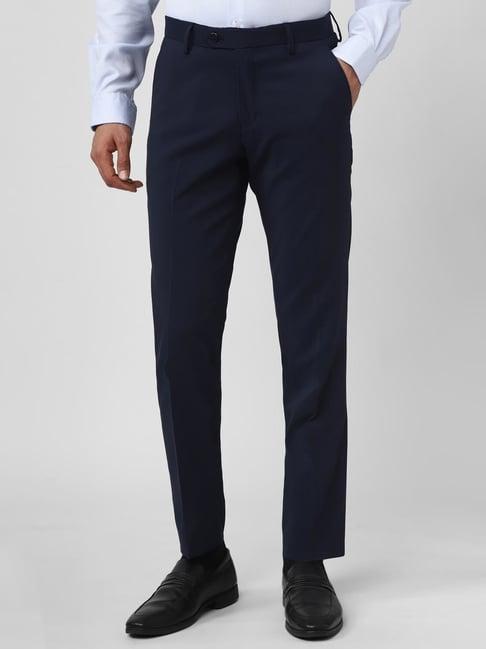 peter england navy slim fit trousers