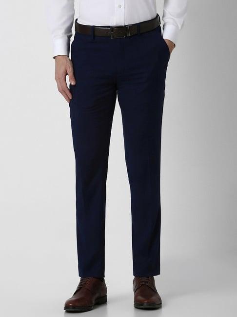 peter england navy slim fit trousers