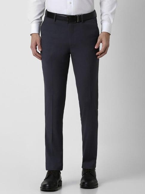 peter england navy slim fit trousers