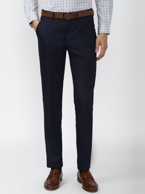 peter england navy slim fit trousers