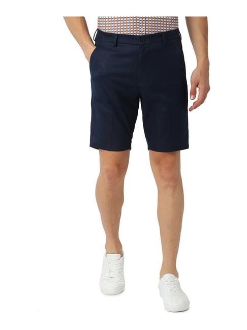 peter england navy striped shorts