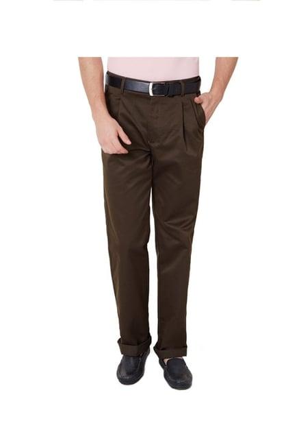 peter england olive comfort fit trousers