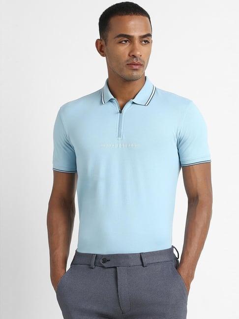 peter england perform blue slim fit polo t-shirt