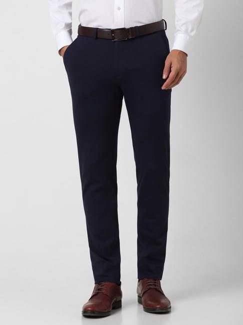 peter england perform navy slim fit trousers