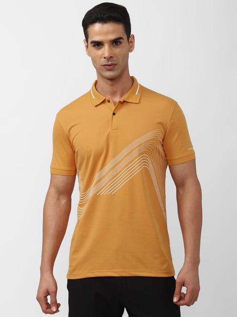 peter england perform orange slim fit printed polo t-shirt