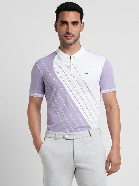 peter england perform purple slim fit printed polo t-shirt