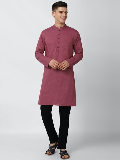 peter england pink slim fit texture kurta