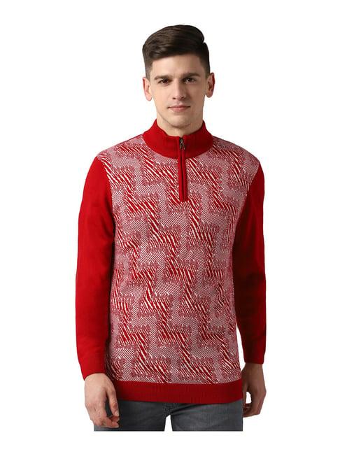 peter england red mock collar sweater