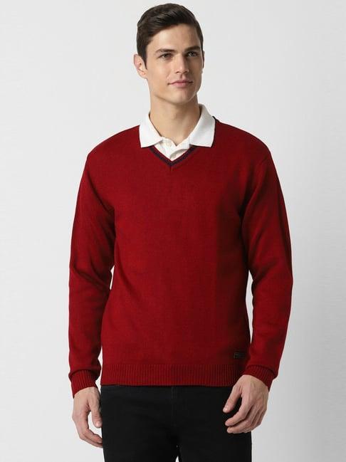 peter england red regular fit sweater