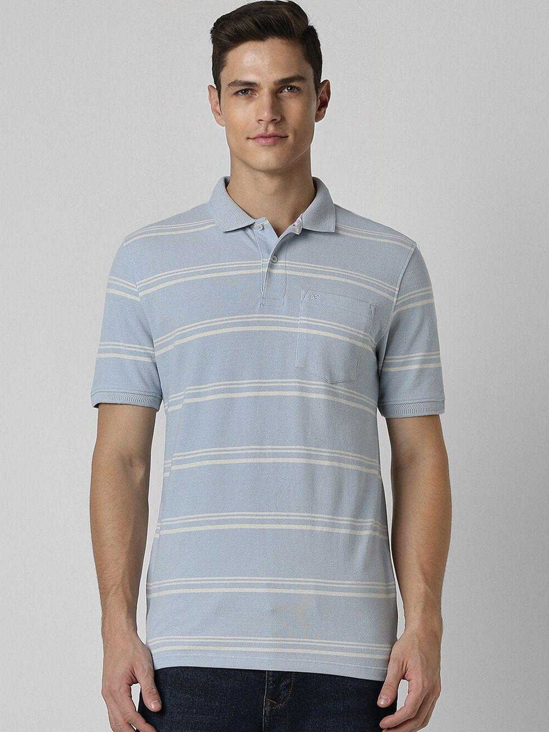 peter england striped polo collar t-shirt