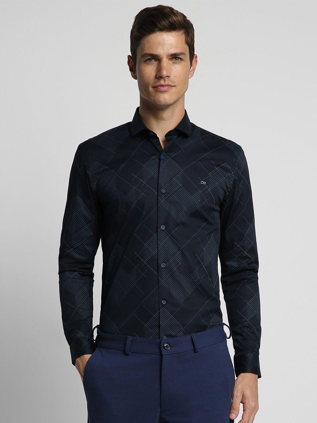 peter england super slim fit printed formal shirt