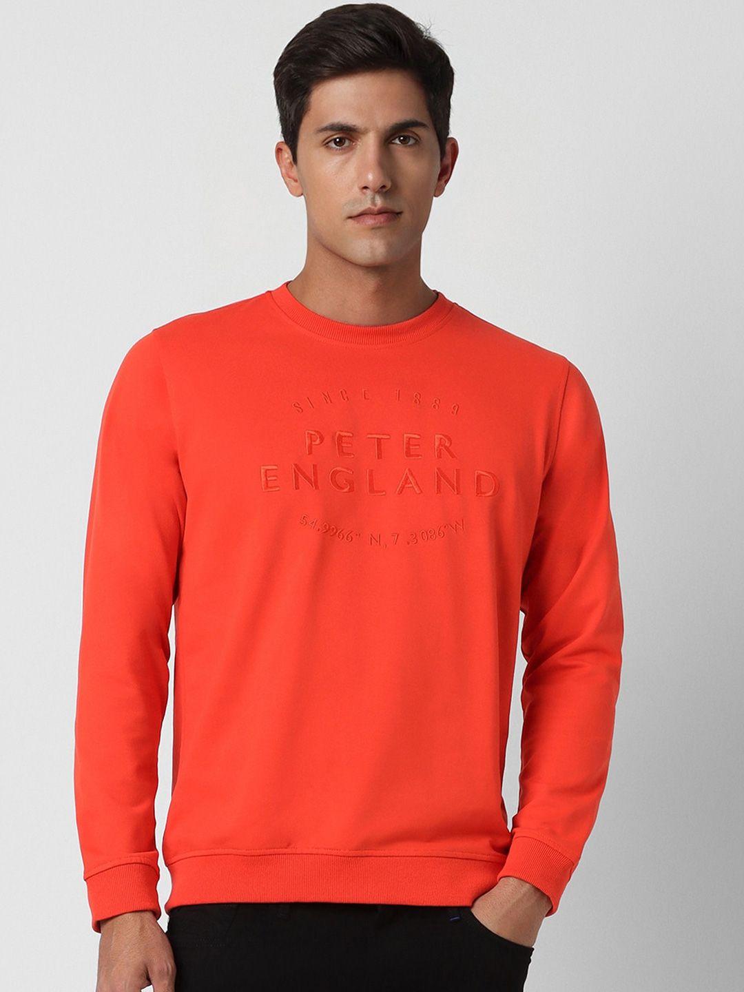 peter england typography embroidered round neck pullover