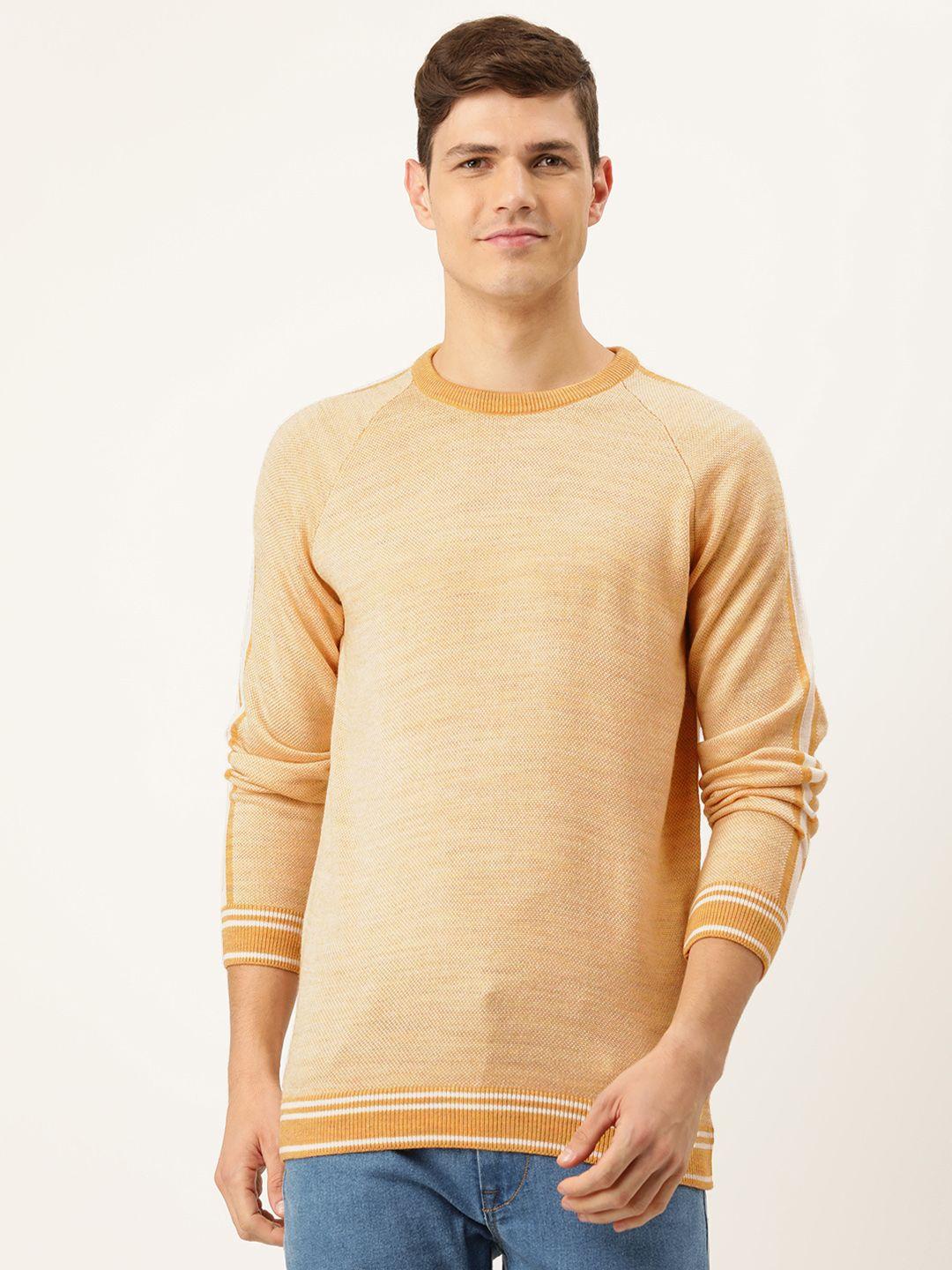 peter england university men tan brown pullover sweater