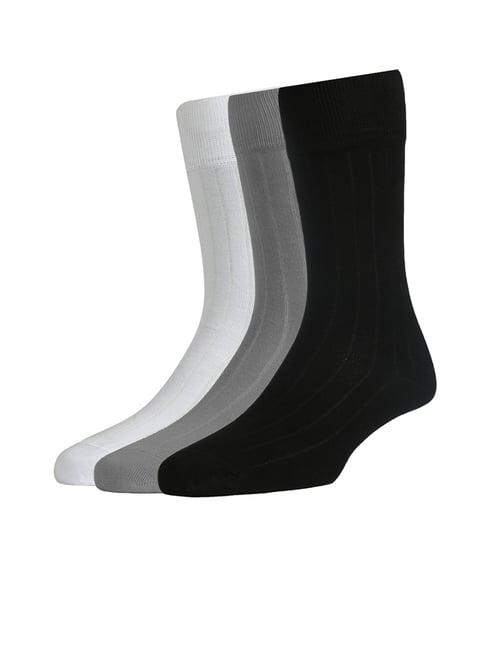 peter england white, grey & black cotton socks(pack of 3)