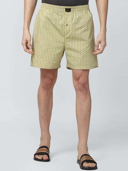peter england yellow cotton regular fit printed boxers