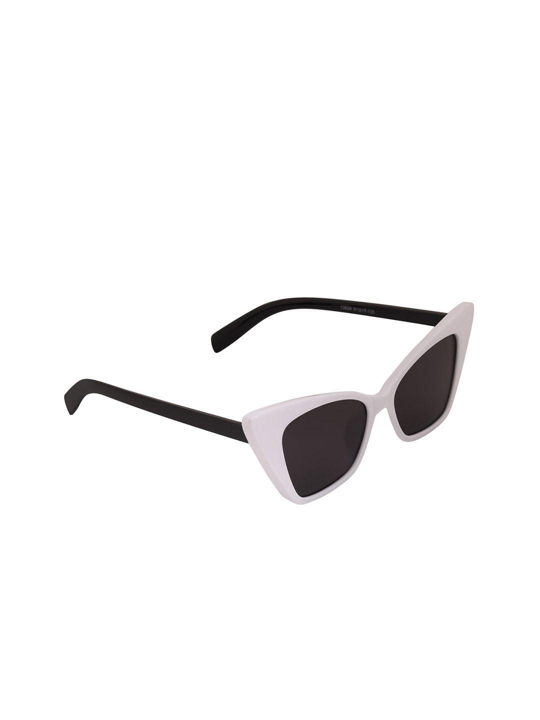 peter jones eyewear black lens & white cateye sunglasses with uv protected lens