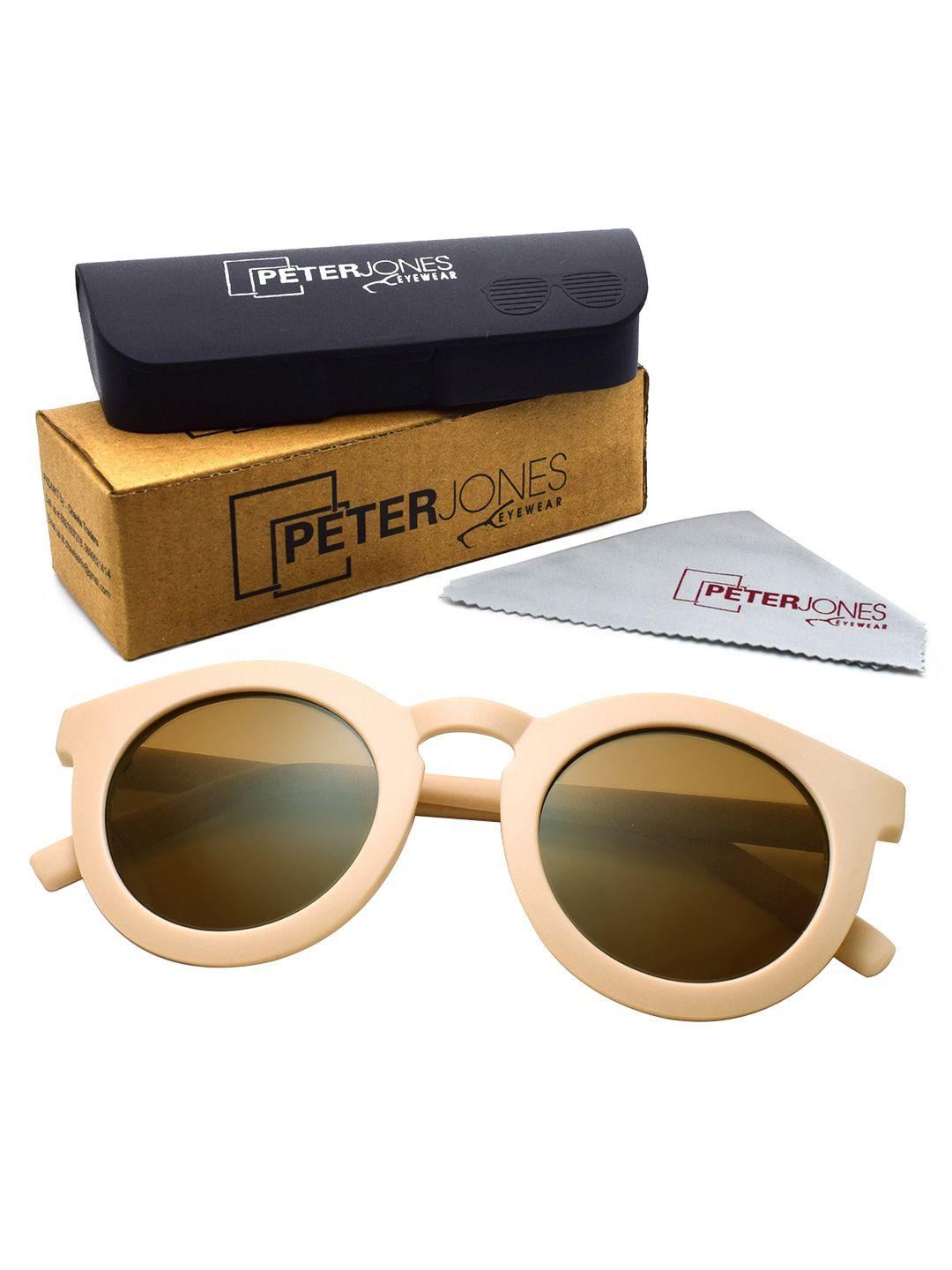 peter jones eyewear round sunglasses with uv protected lens 13052cr_s-brown