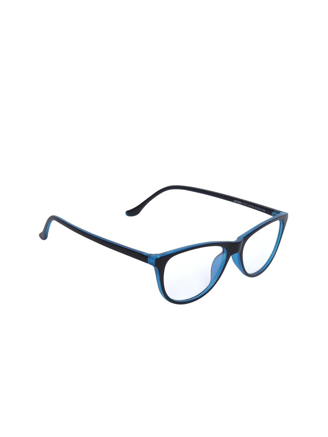 peter jones eyewear unisex black & blue solid full rim cateye frames