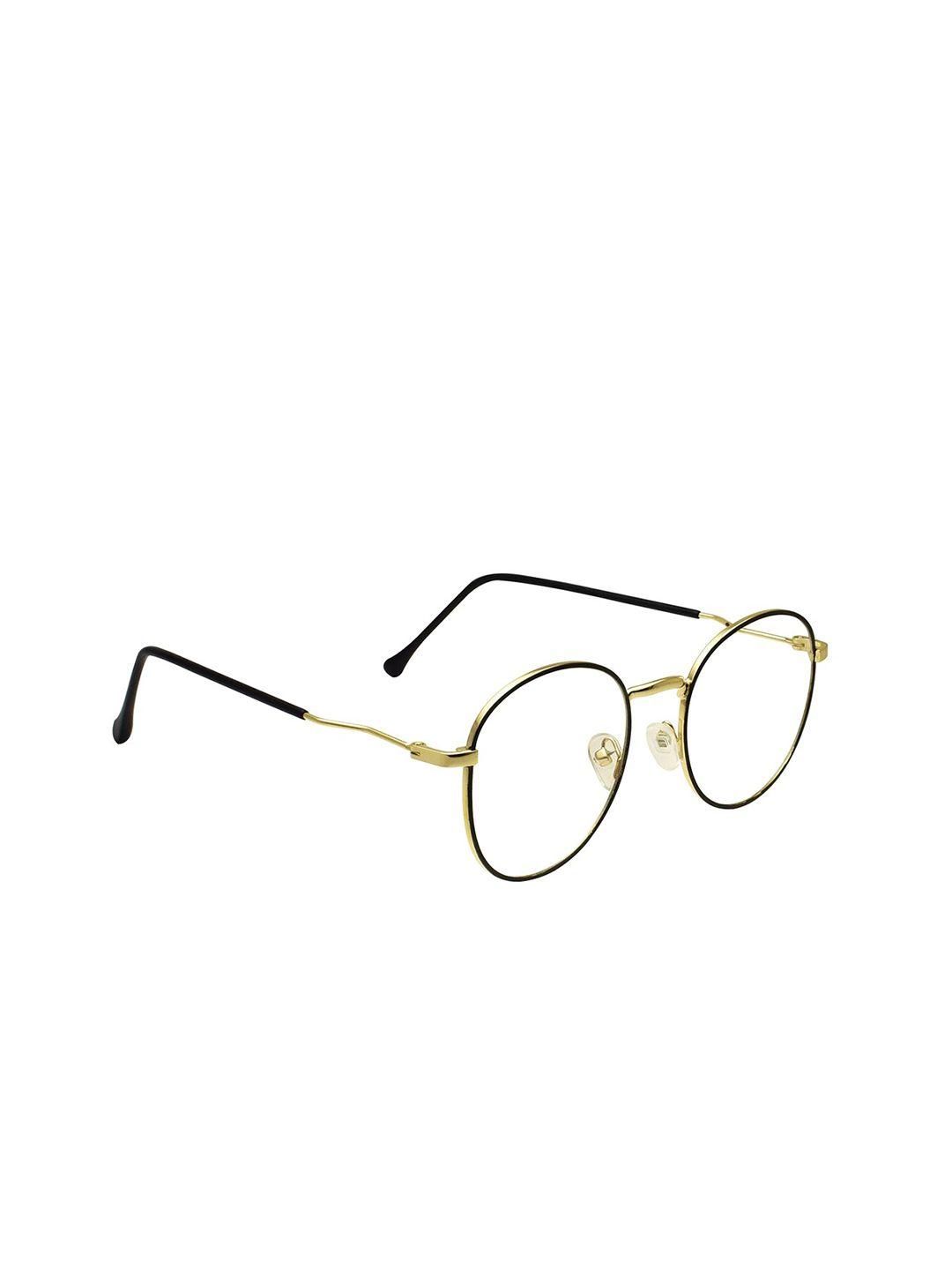 peter jones eyewear unisex black & gold-toned full rim round frames