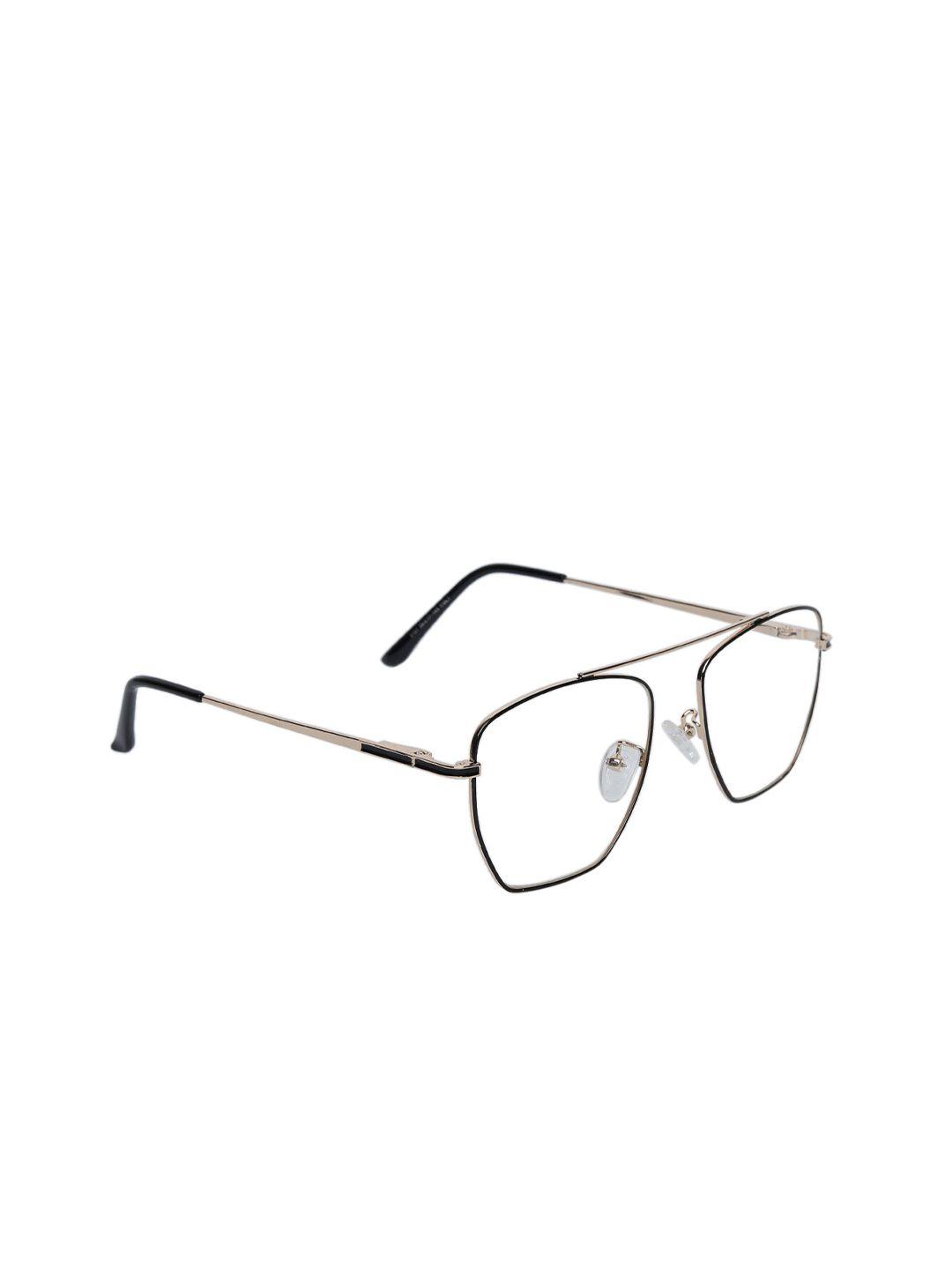 peter jones eyewear unisex black & gold-toned full rim square blue light blocking glasses