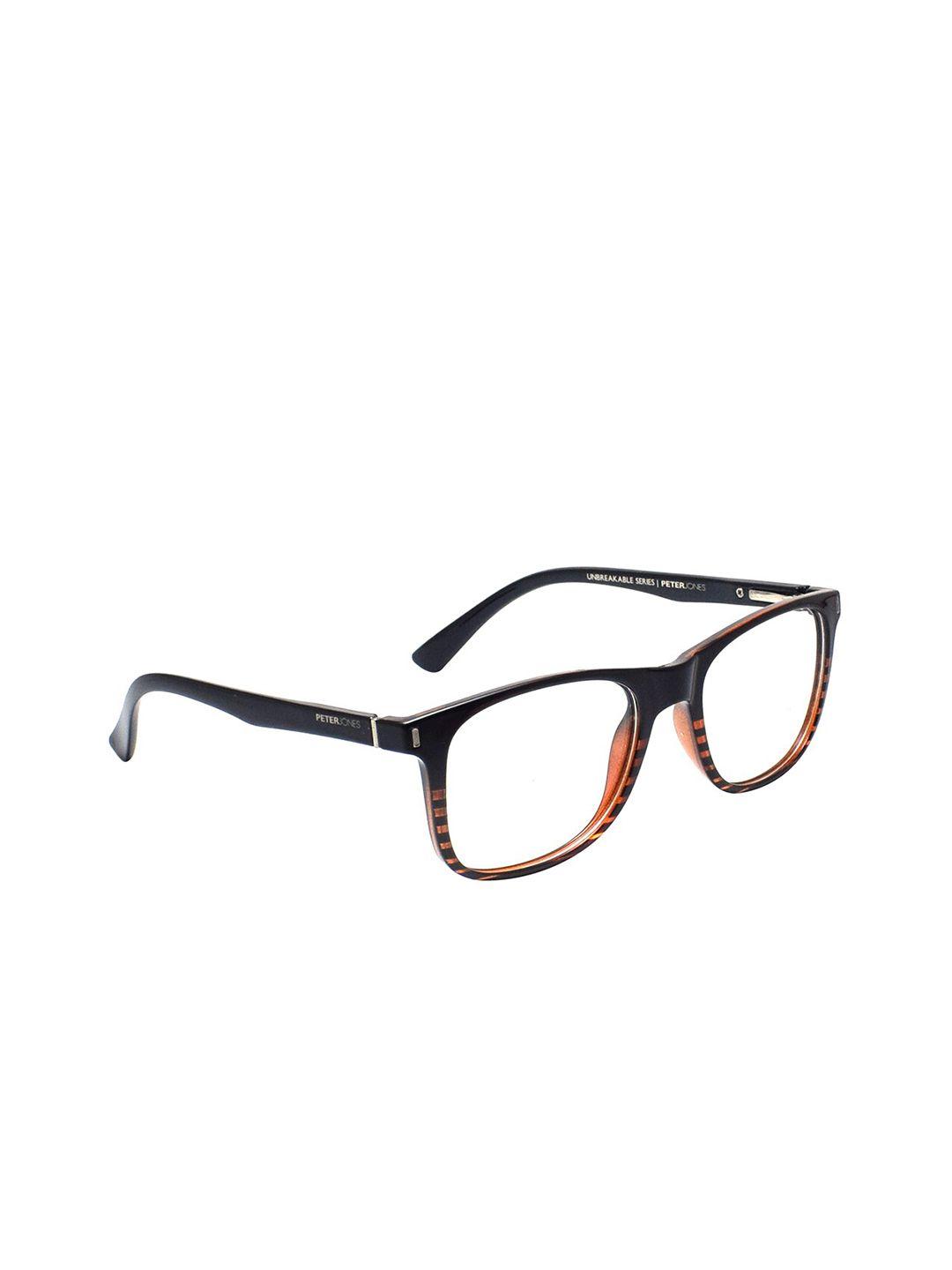 peter jones eyewear unisex black & orange striped full rim square frames-x108og-orange