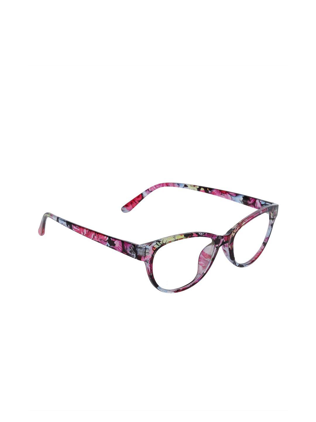 peter jones eyewear unisex black & pink printed medium anti glare cateye frames 2111-da1