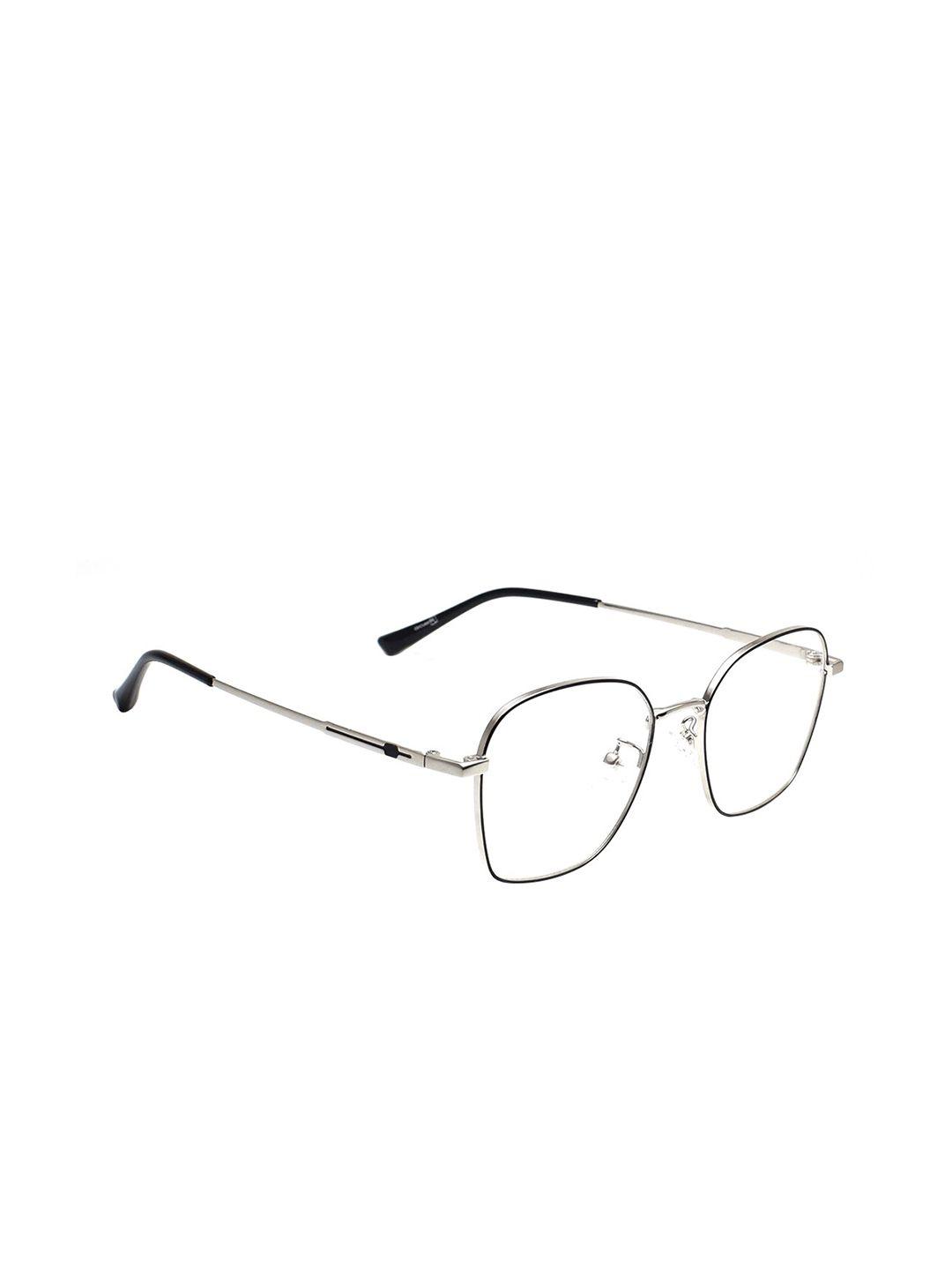 peter jones eyewear unisex black & silver-toned full rim square frames-35025bs