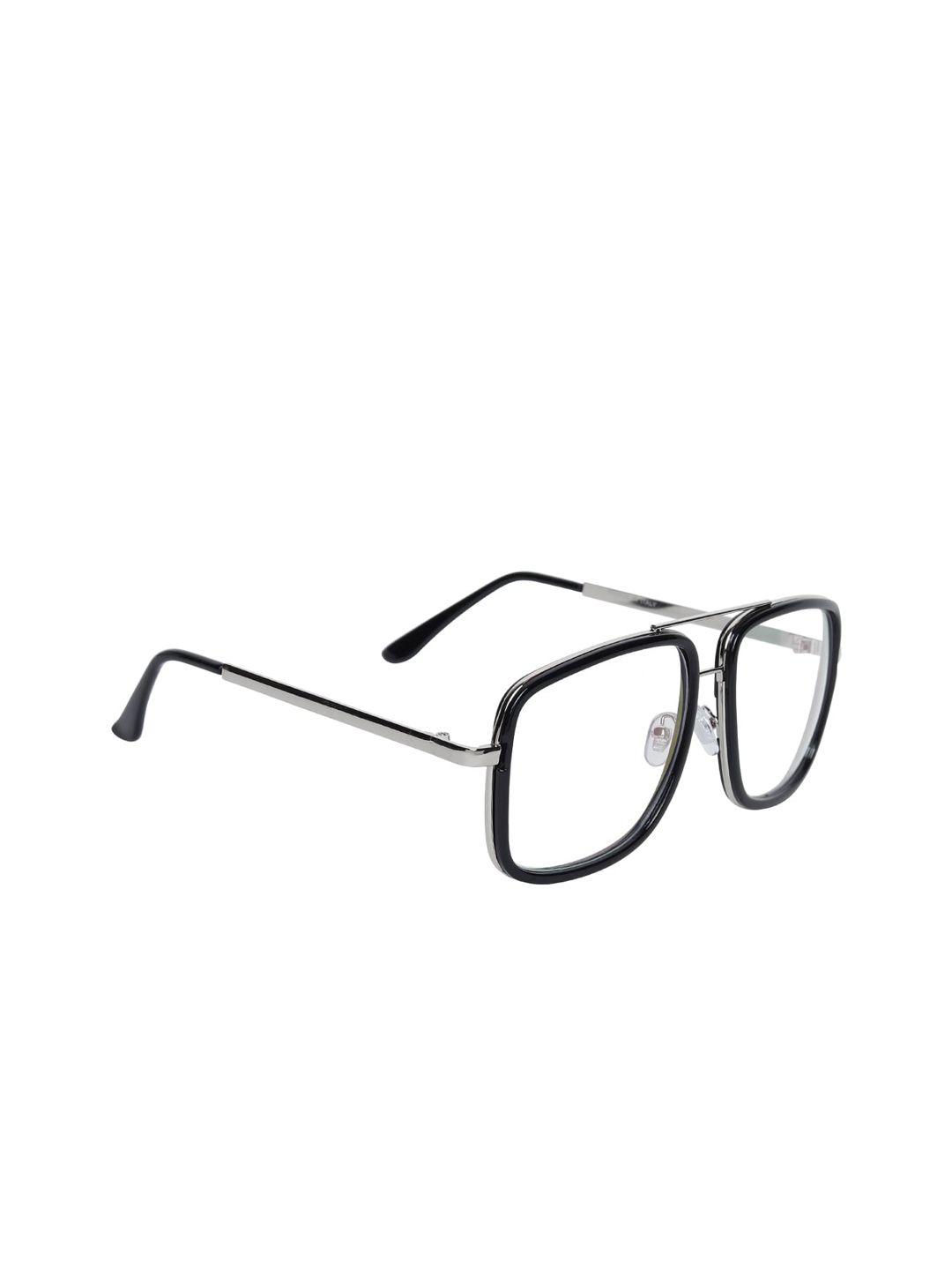 peter jones eyewear unisex black & silver-toned solid full rim square frames ta001s
