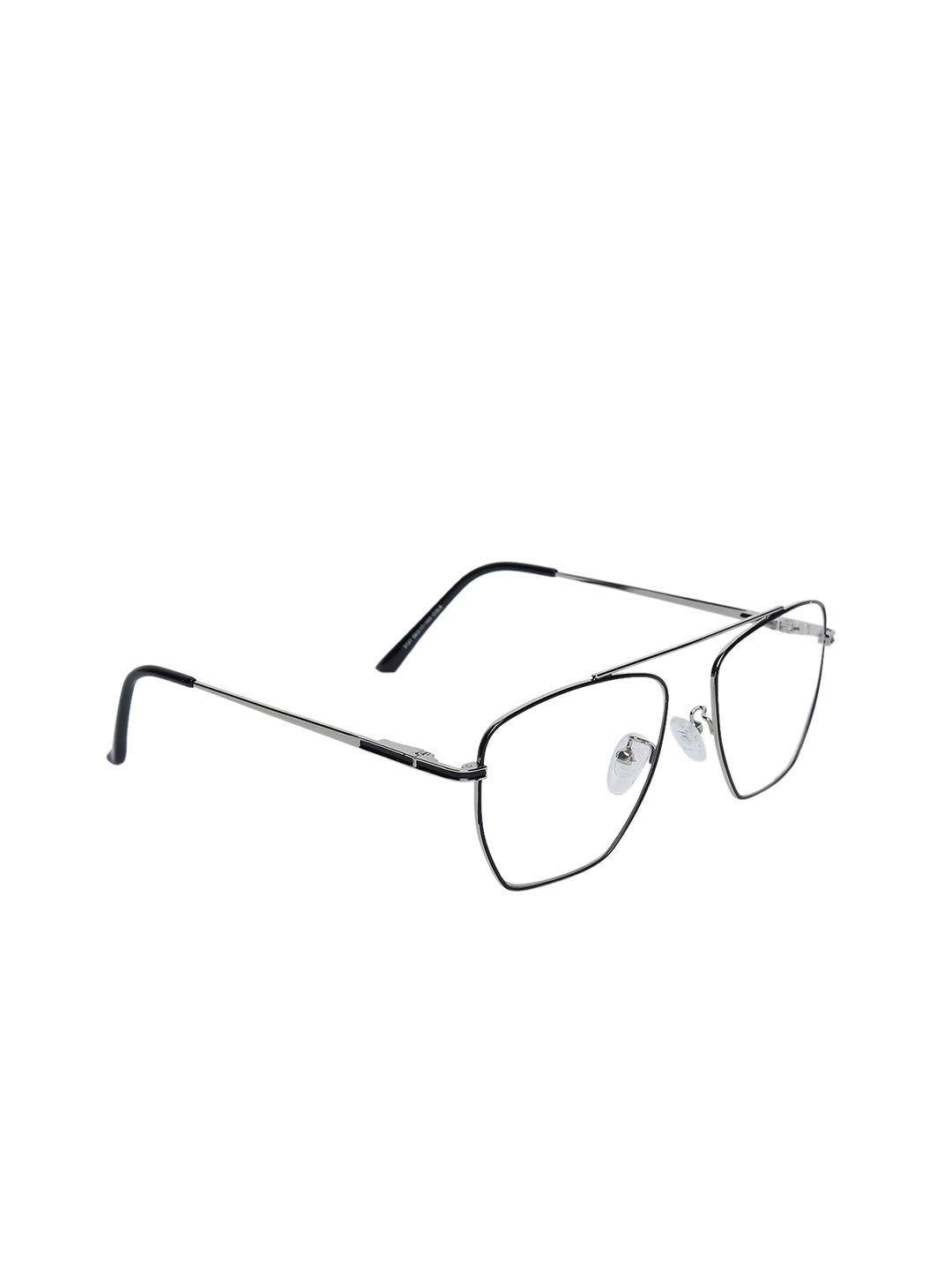 peter jones eyewear unisex black & silver-toned square blue light blocking glasses