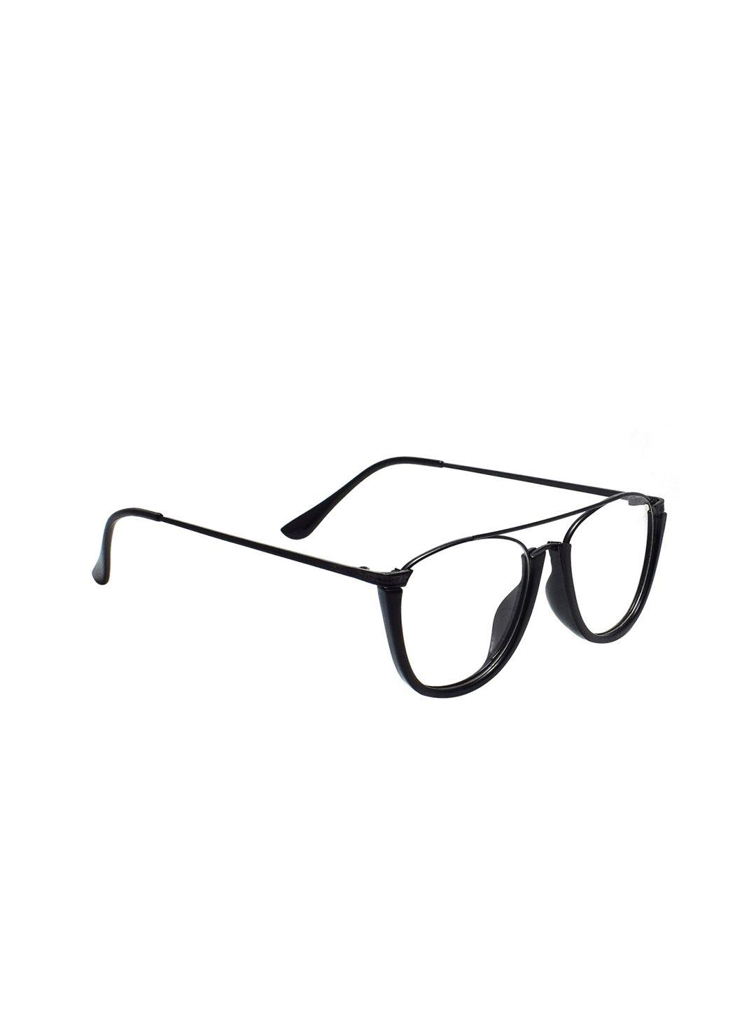 peter jones eyewear unisex black & transparent anti glare glasses full rim square frames