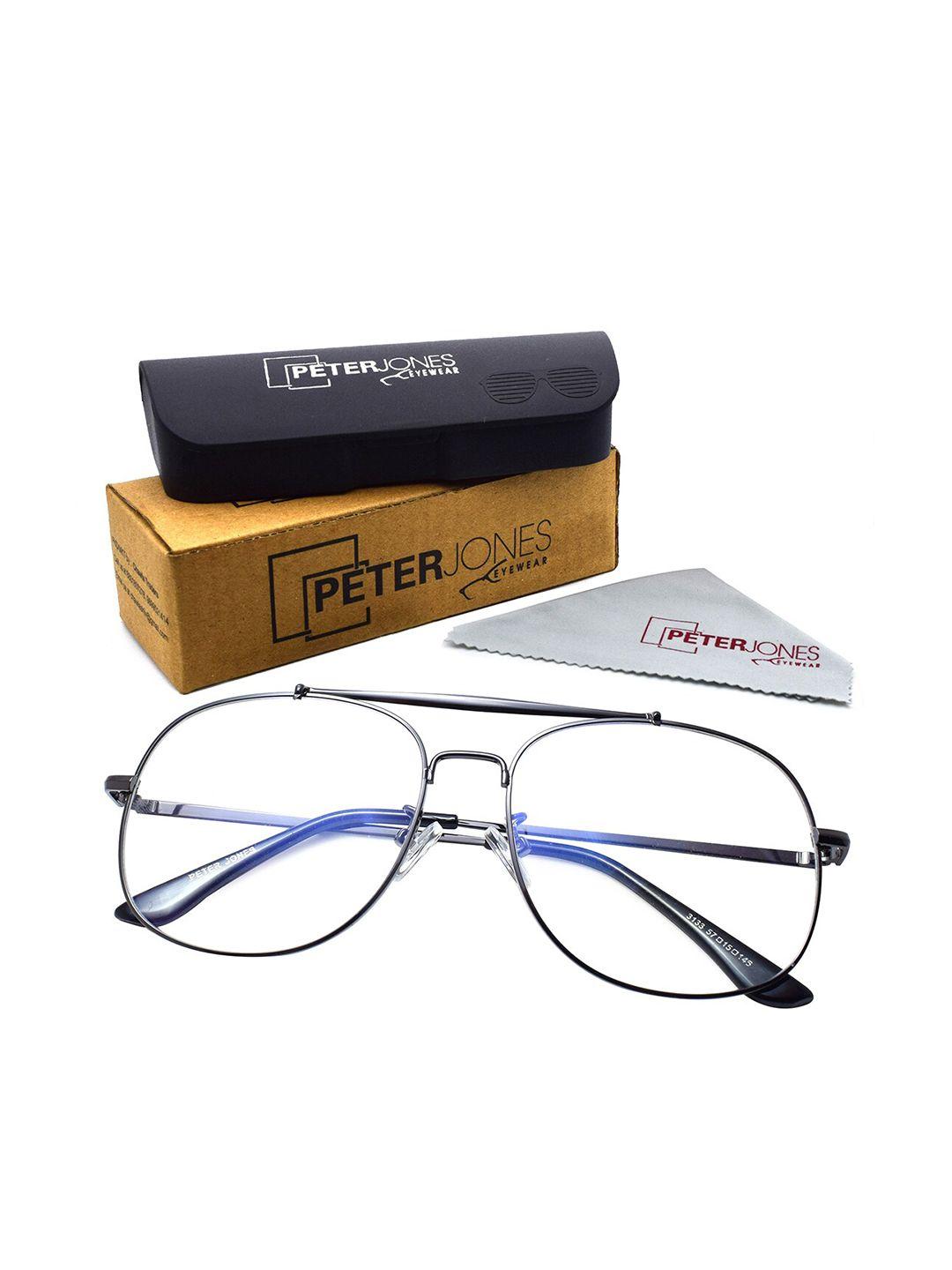 peter jones eyewear unisex black full rim square frames with anti glare lenses