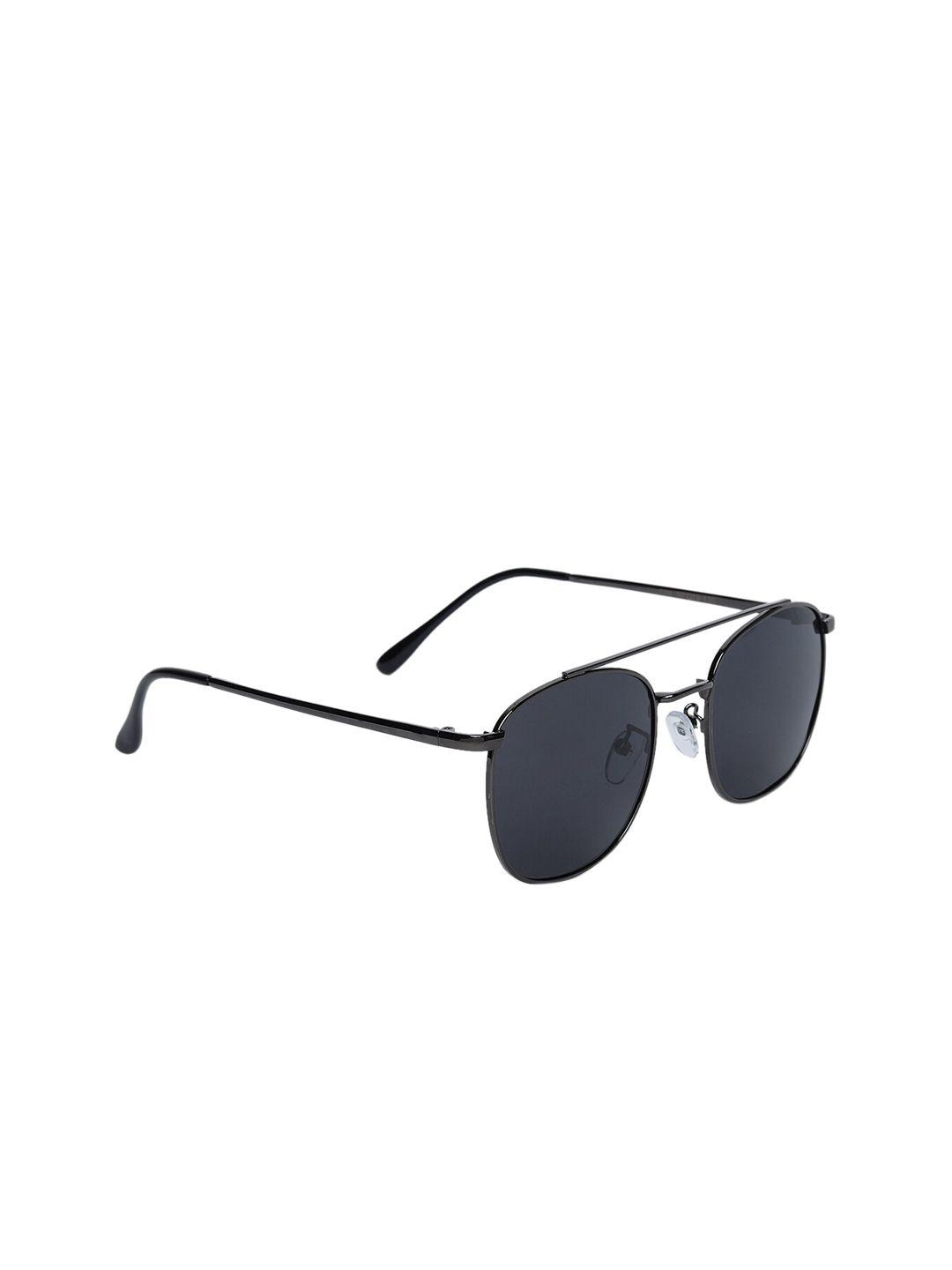 peter jones eyewear unisex black lens & black polarised aviator sunglasses po730b-black