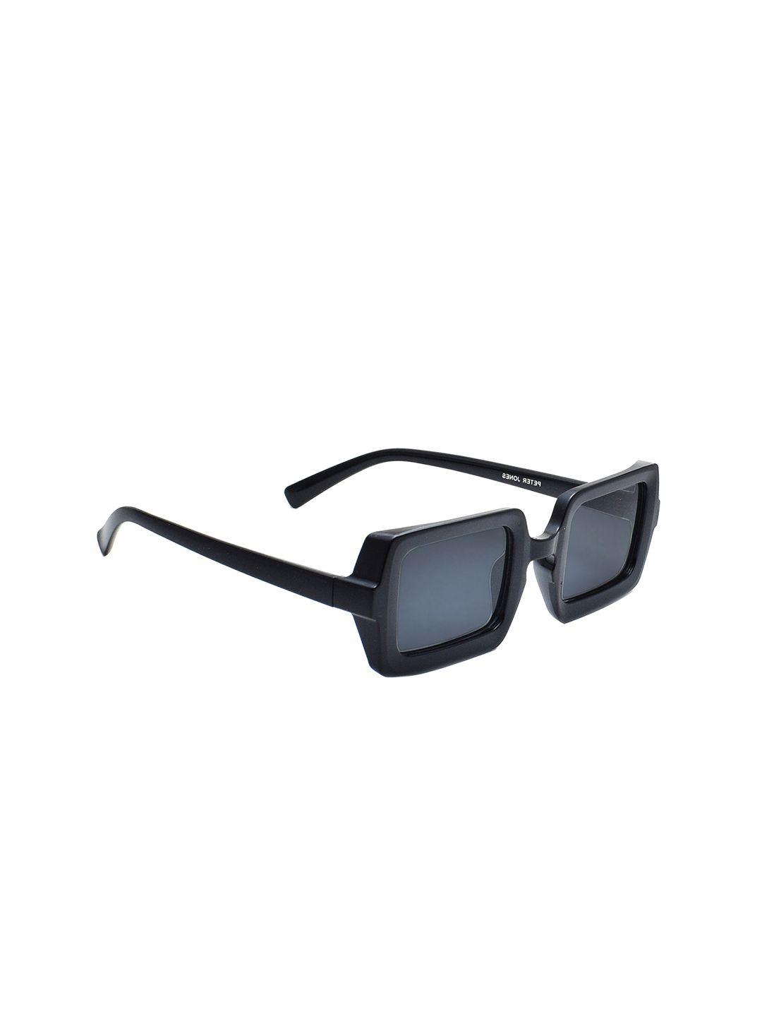 peter jones eyewear unisex black lens & black rectangle sunglasses with uv protected lens