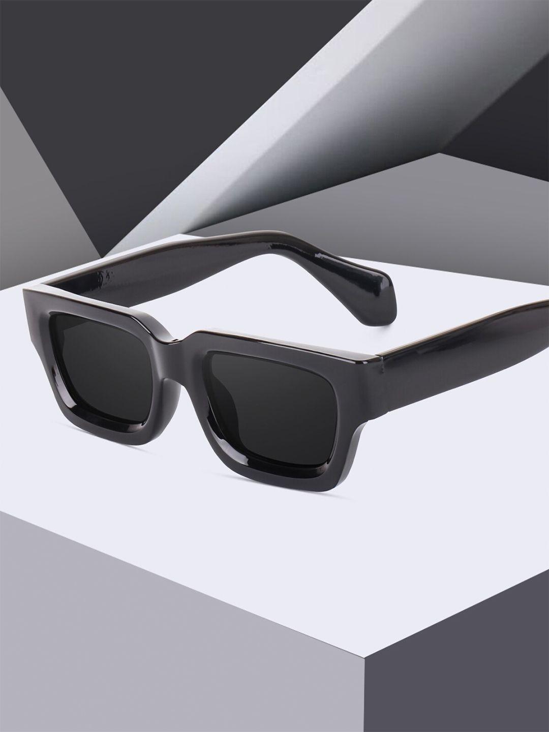 peter jones eyewear unisex black lens & black square sunglasses with uv protected lens
