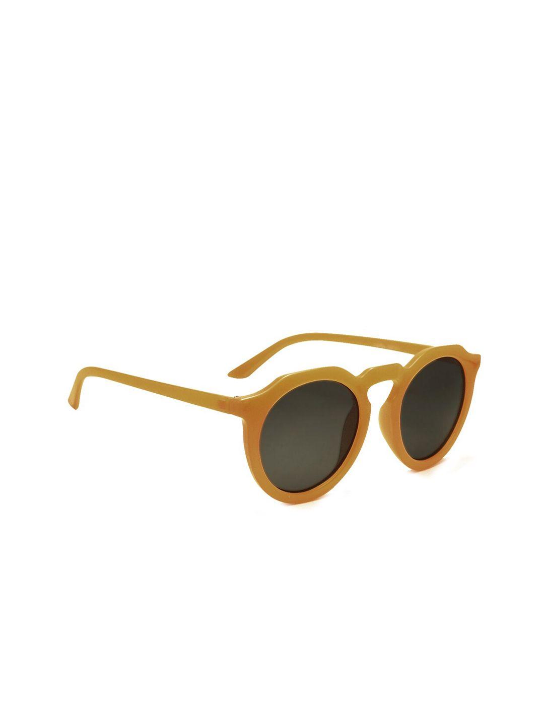 peter jones eyewear unisex black lens & brown round sunglasses with uv protected lens