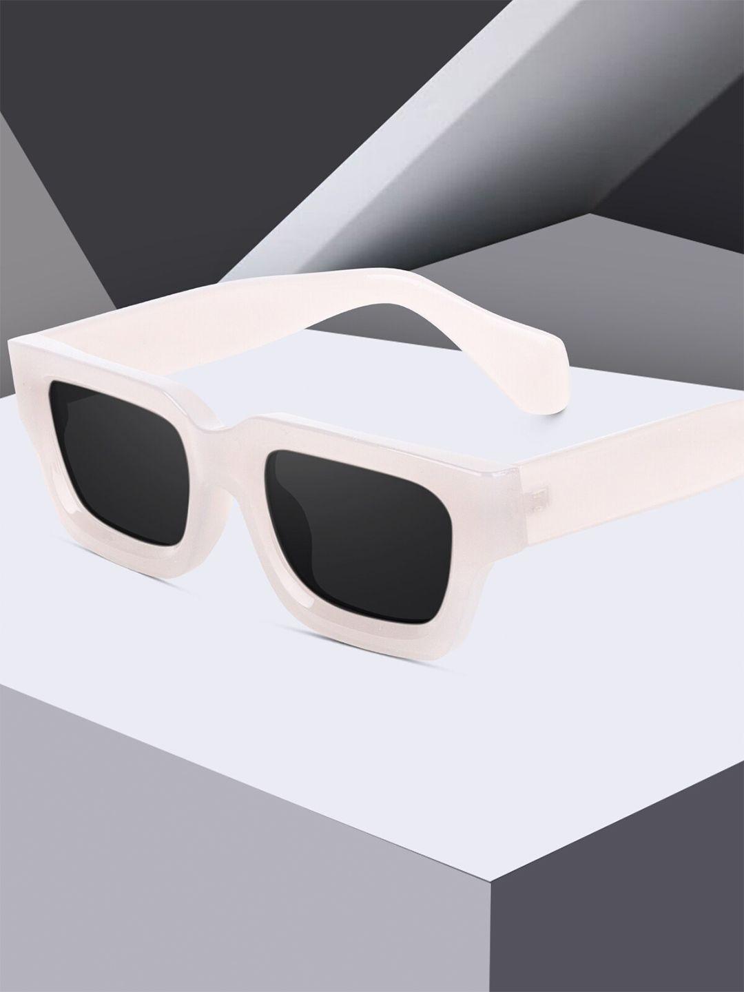 peter jones eyewear unisex black lens & white square sunglasses with uv protected lens