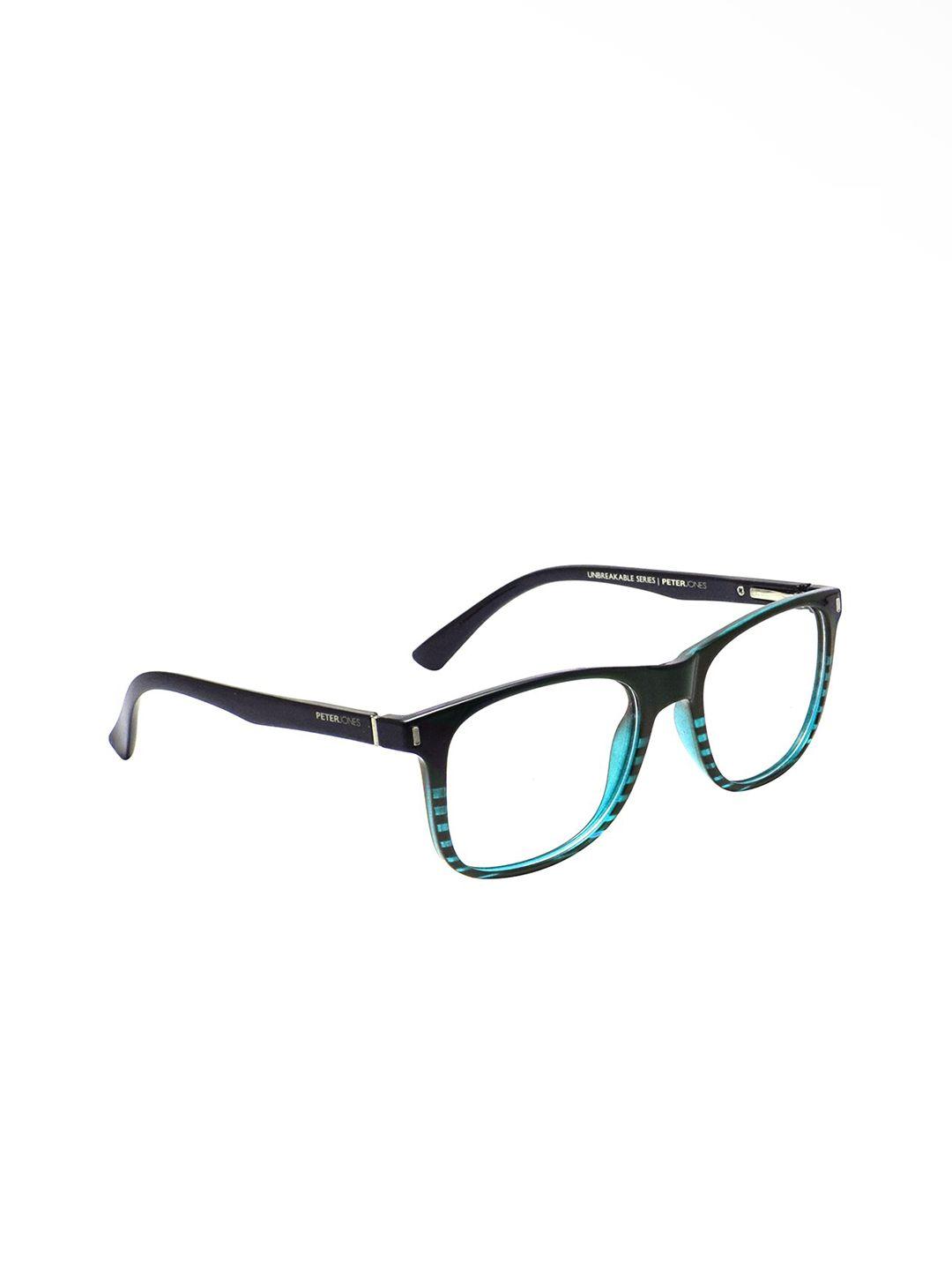 peter jones eyewear unisex blue & black striped full rim square frames-x108bl-blue