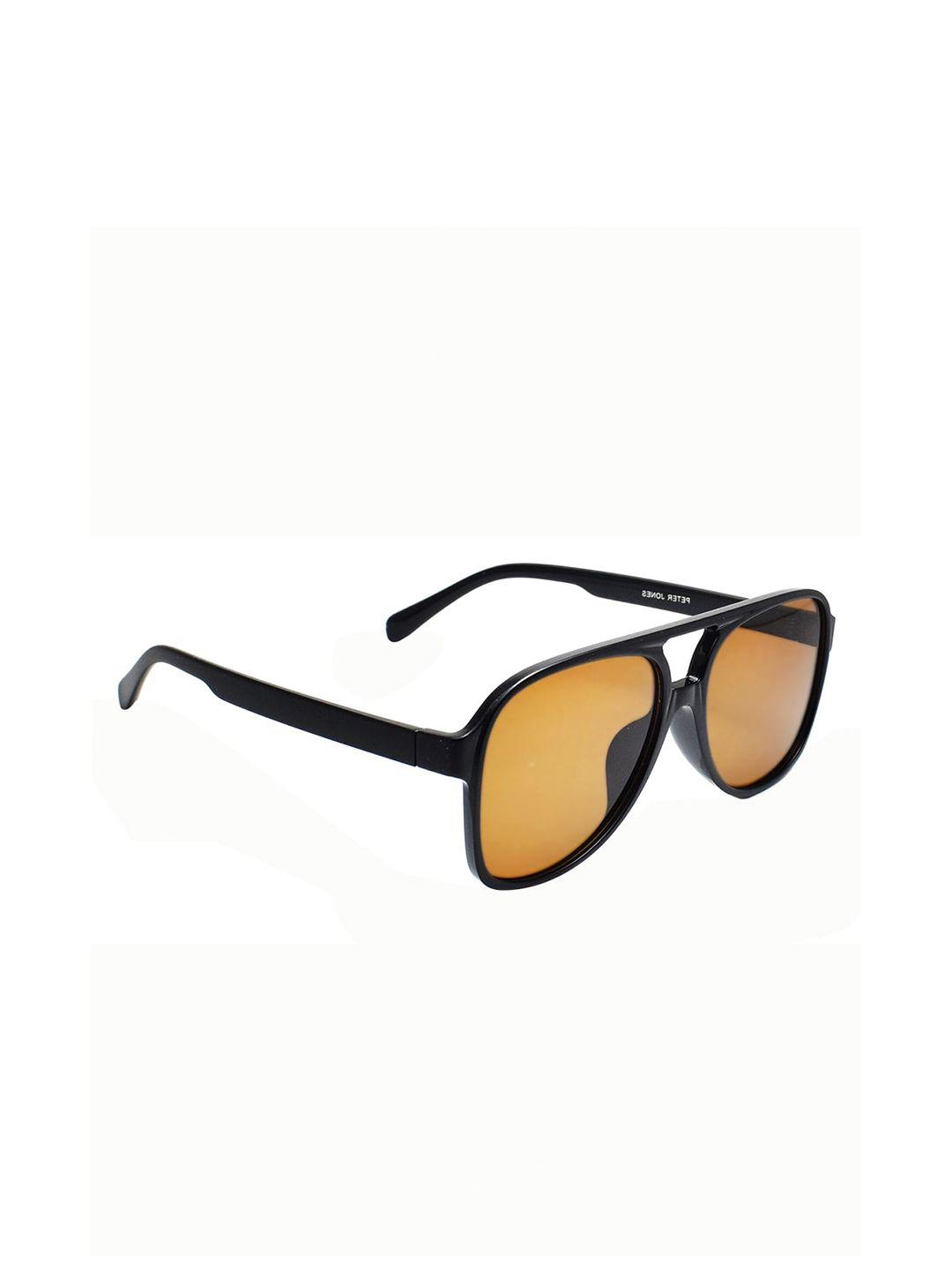 peter jones eyewear unisex brown lens & black square sunglasses with uv protected lens