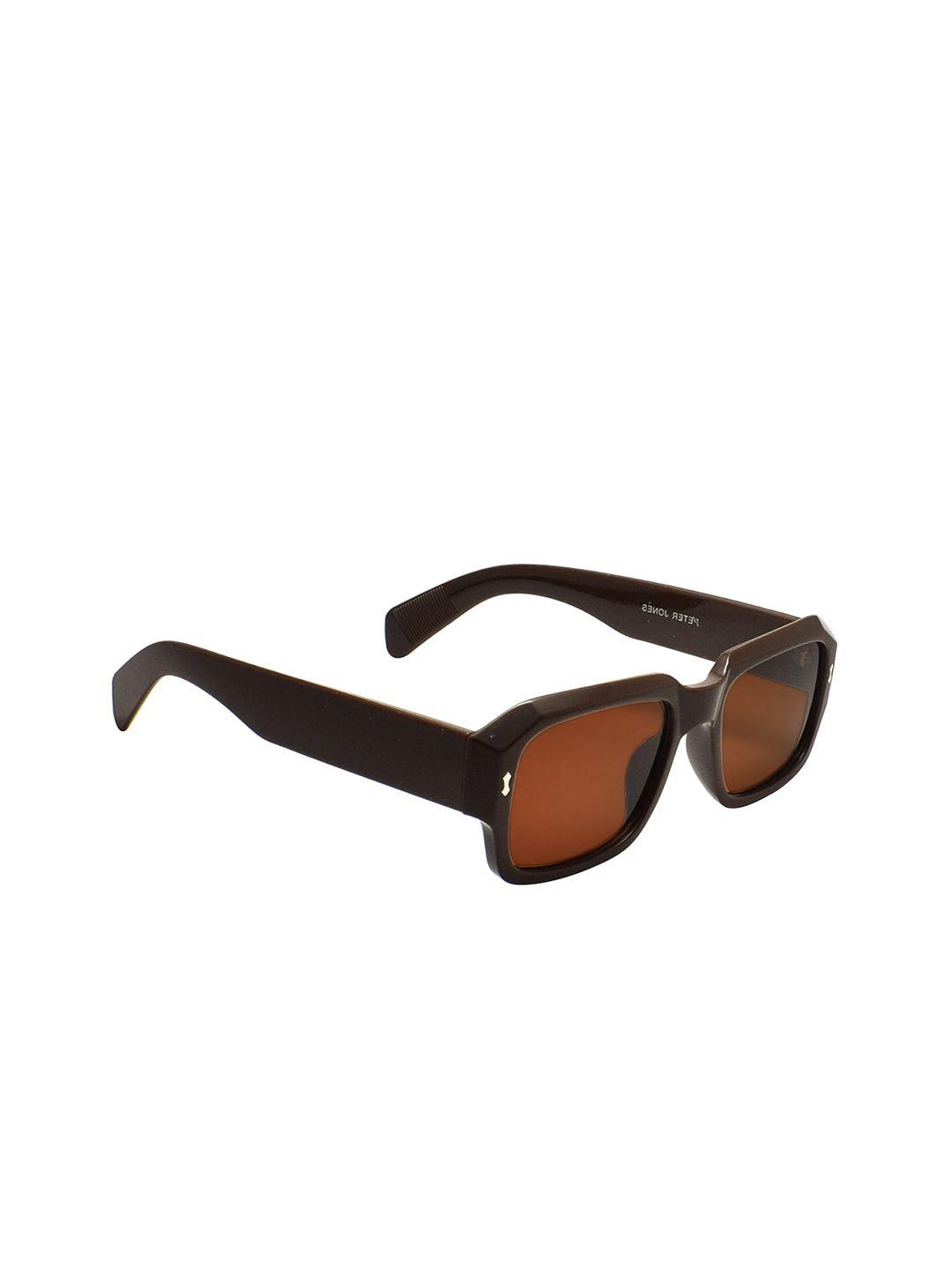 peter jones eyewear unisex brown lens & black square sunglasses with uv protected lens