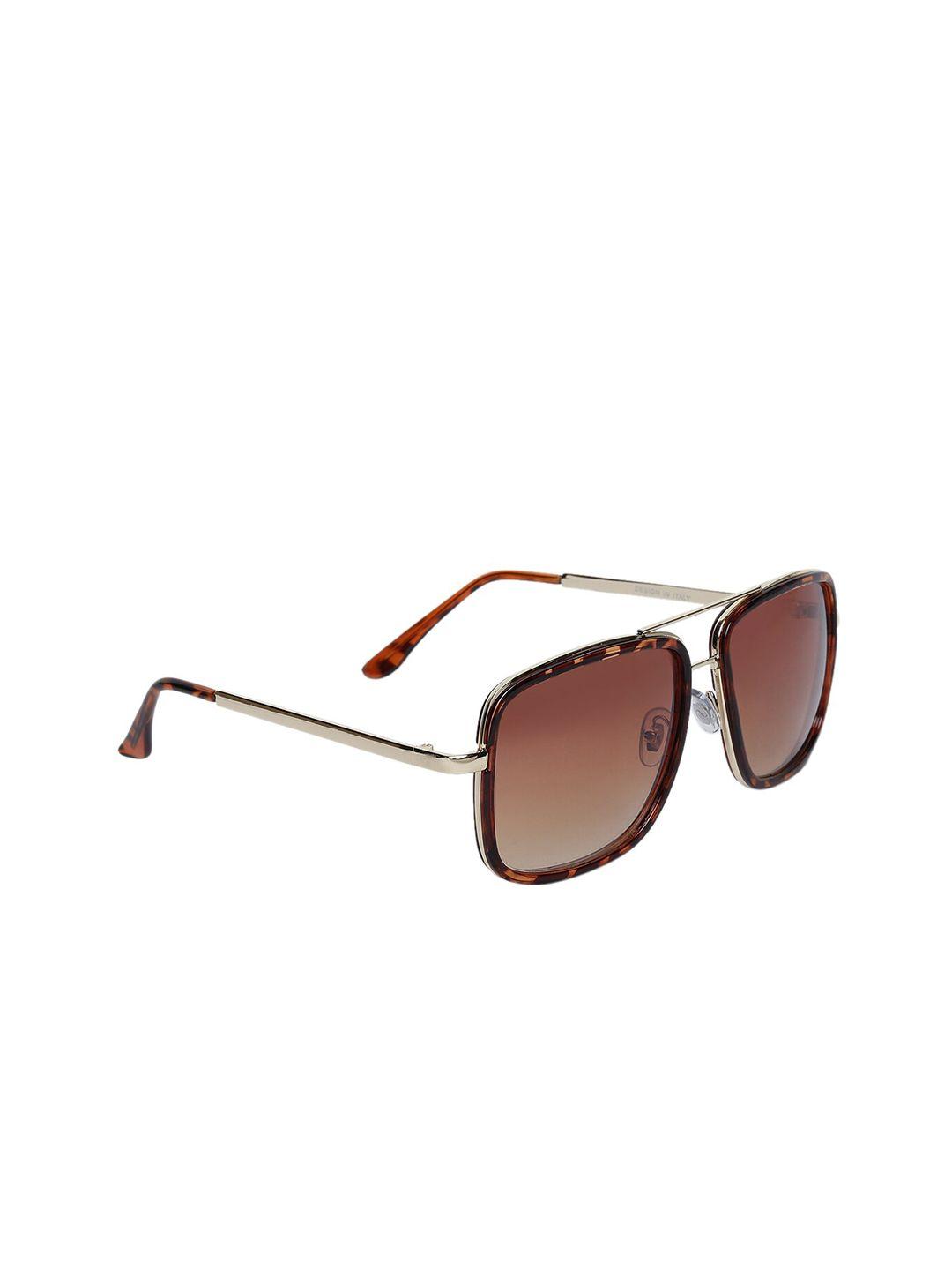 peter jones eyewear unisex brown lens & brown square sunglasses with uv protected lens