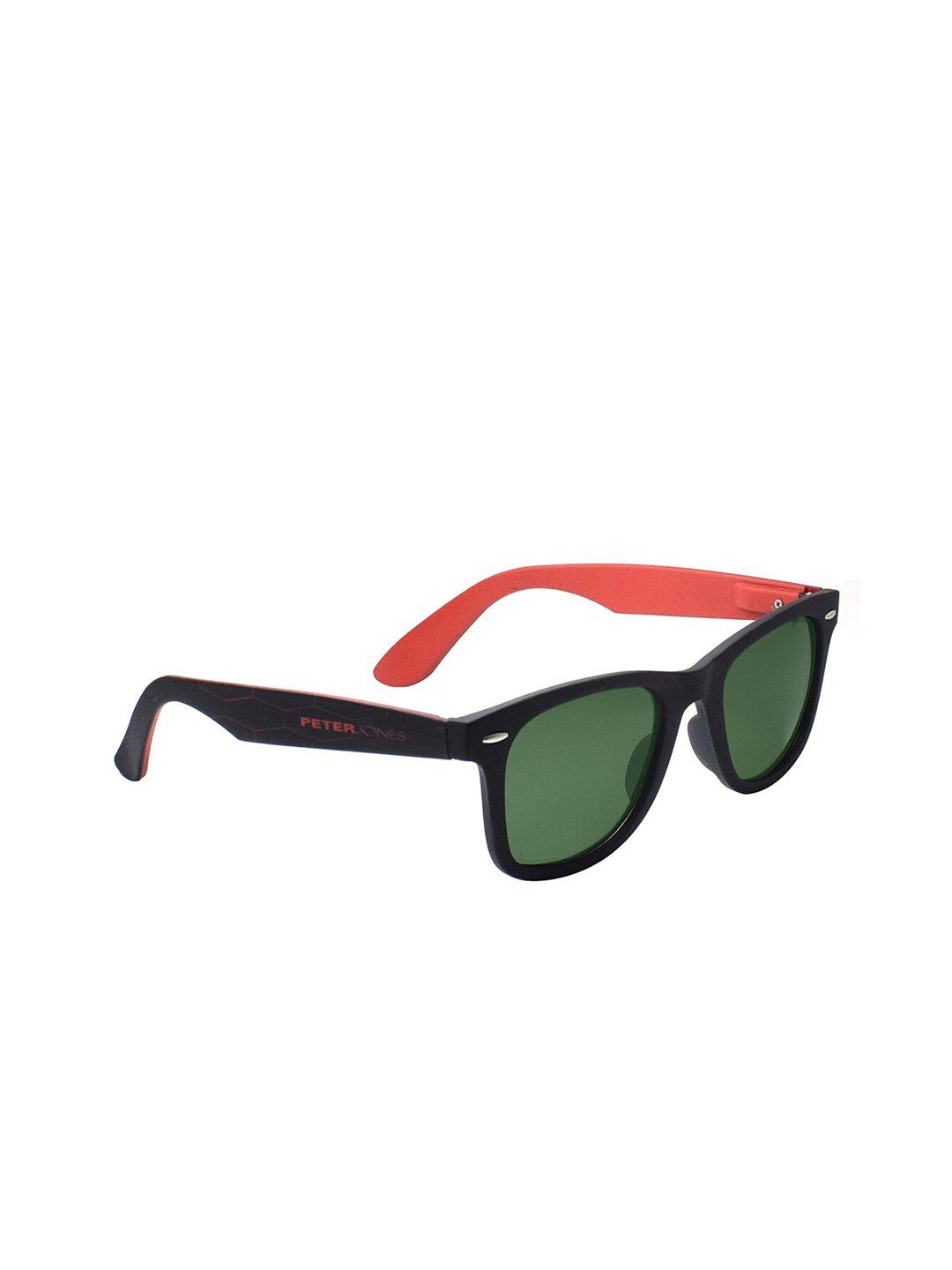 peter jones eyewear unisex green lens & red square sunglasses with polarised lens