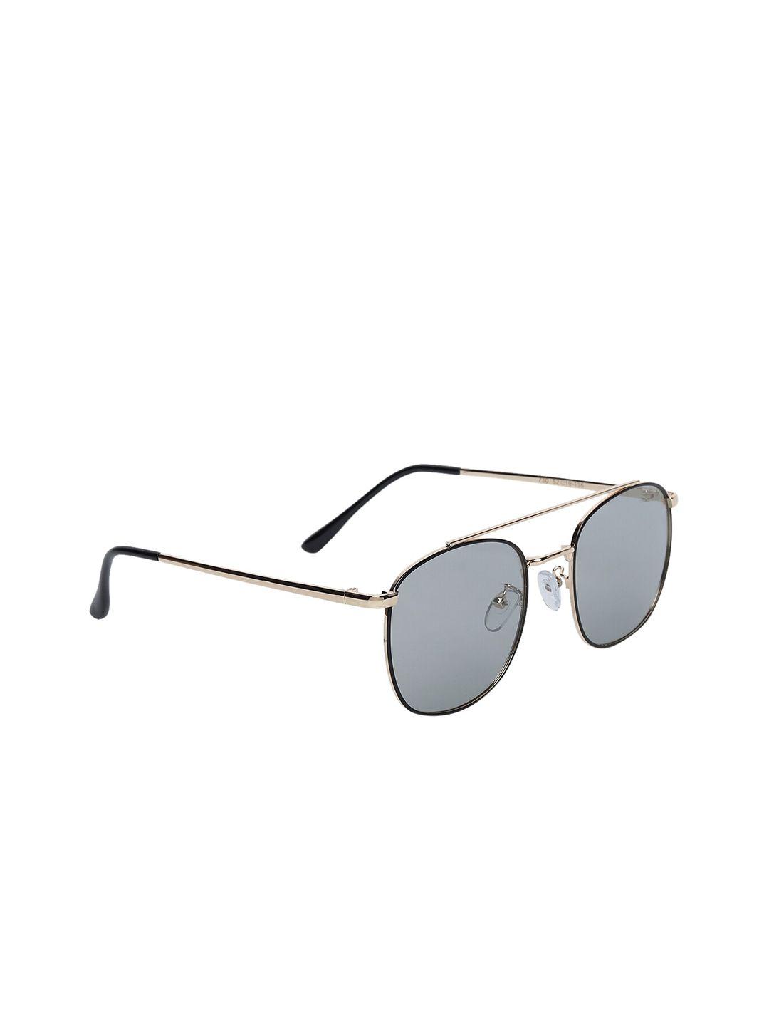 peter jones eyewear unisex grey lens & gold-toned square sunglasses with uv protected lens