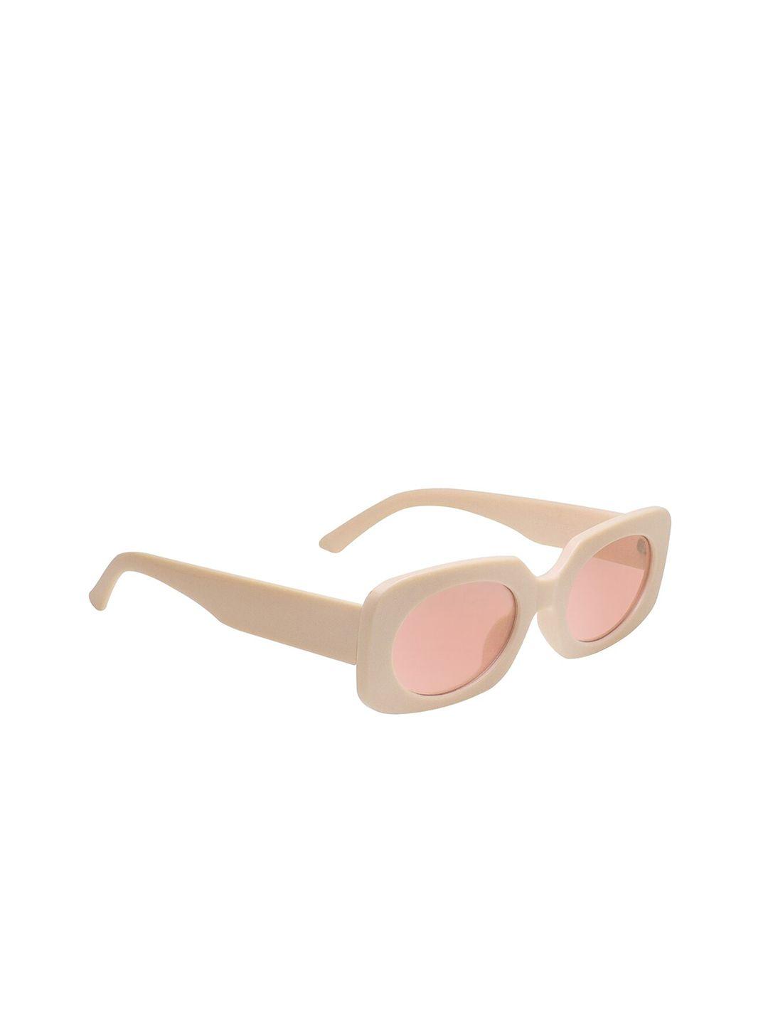 peter jones eyewear unisex pink lens rectangle sunglasses with uv protected lens