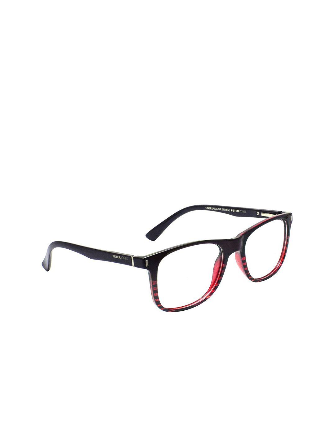 peter jones eyewear unisex red & black striped full rim square frames