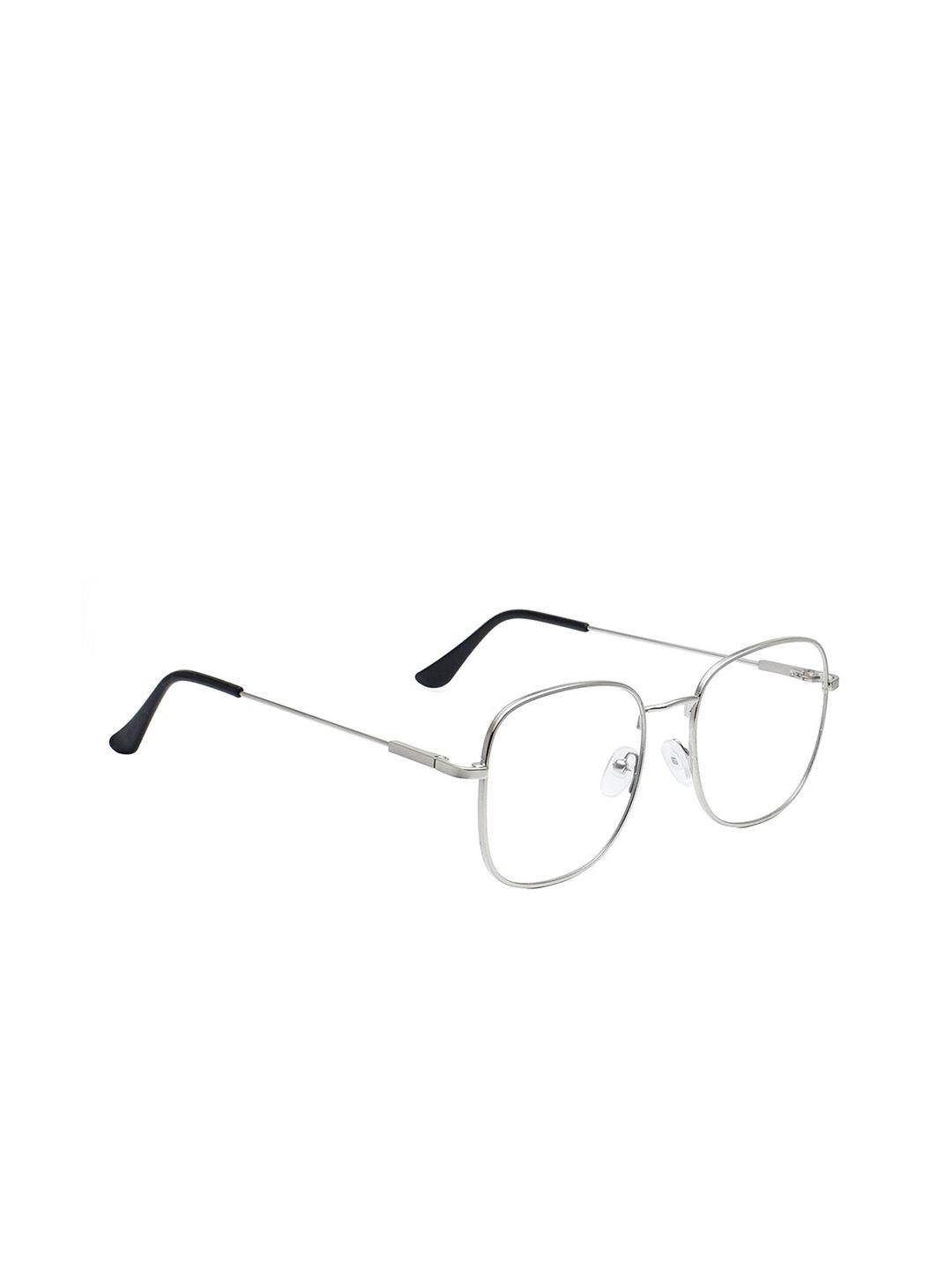 peter jones eyewear unisex silver-toned & blue full rim square frames